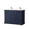 Custom image for Dark Blue with Brushed Gold Trim / White Cultured Marble / No Mirror
