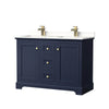 Custom image for Dark Blue with Brushed Gold Trim / White Quartz / No Mirror