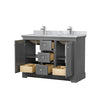 Custom image for Dark Gray with Polished Chrome Trim / White Carrara Marble / No Mirror