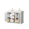 Custom image for White with Brushed Gold Trim / Carrara Cultured Marble / No Mirror