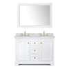 Custom image for White with Brushed Gold Trim / White Carrara Marble / 46