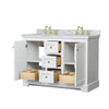 Custom image for White with Brushed Gold Trim / White Carrara Marble / No Mirror