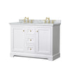 Custom image for White with Brushed Gold Trim / White Carrara Marble / No Mirror