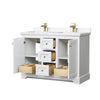 Custom image for White with Brushed Gold Trim / White Cultured Marble / No Mirror