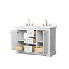 Custom image for White with Brushed Gold Trim / White Cultured Marble / No Mirror