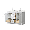 Custom image for White with Polished Chrome Trim / Carrara Cultured Marble / No Mirror