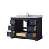 Custom image for Dark Blue with Polished Chrome Trim / White Carrara Marble / No Mirror