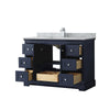 Custom image for Dark Blue with Polished Chrome Trim / White Carrara Marble / No Mirror