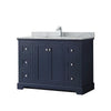 Custom image for Dark Blue with Polished Chrome Trim / White Carrara Marble / No Mirror