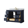 Custom image for Dark Blue with Brushed Gold Trim / White Carrara Marble / No Mirror