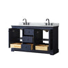 Custom image for Dark Blue with Matte Black Trim / White Carrara Marble / No Mirror