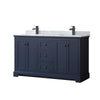 Custom image for Dark Blue with Matte Black Trim / White Carrara Marble / No Mirror