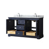 Custom image for Dark Blue with Polished Chrome Trim / White Carrara Marble / No Mirror