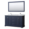 Custom image for Dark Blue with Polished Chrome Trim / White Carrara Marble / 58