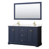 Custom image for Dark Blue with Brushed Gold Trim / Carrara Cultured Marble / 58