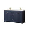 Custom image for Dark Blue with Brushed Gold Trim / Carrara Cultured Marble / No Mirror