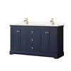 Custom image for Dark Blue with Brushed Gold Trim / White Cultured Marble / No Mirror