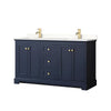 Custom image for Dark Blue with Brushed Gold Trim / White Quartz / No Mirror