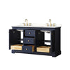 Custom image for Dark Blue with Brushed Gold Trim / White Quartz / No Mirror