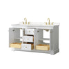 Custom image for White with Brushed Gold Trim / Carrara Cultured Marble / No Mirror