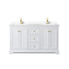 Custom image for White with Brushed Gold Trim / White Cultured Marble / No Mirror