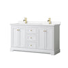 Custom image for White with Brushed Gold Trim / White Cultured Marble / No Mirror
