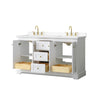 Custom image for White with Brushed Gold Trim / White Cultured Marble / No Mirror