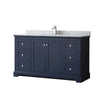 Custom image for Dark Blue with Polished Chrome Trim / White Carrara Marble / No Mirror