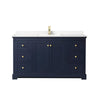 Custom image for Dark Blue with Brushed Gold Trim / Carrara Cultured Marble / No Mirror