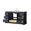 Custom image for Dark Blue with Brushed Gold Trim / Carrara Cultured Marble / No Mirror
