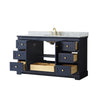 Custom image for Dark Blue with Brushed Gold Trim / White Carrara Marble / No Mirror