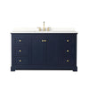 Custom image for Dark Blue with Brushed Gold Trim / White Quartz / No Mirror