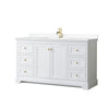 Custom image for White with Brushed Gold Trim / White Cultured Marble / No Mirror