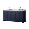 Custom image for Dark Blue with Matte Black Trim / White Carrara Marble / No Mirror