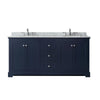 Custom image for Dark Blue with Polished Chrome Trim / White Carrara Marble / No Mirror