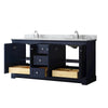 Custom image for Dark Blue with Polished Chrome Trim / White Carrara Marble / No Mirror
