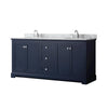 Custom image for Dark Blue with Polished Chrome Trim / White Carrara Marble / No Mirror