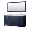 Custom image for Dark Blue with Polished Chrome Trim / White Carrara Marble / 70