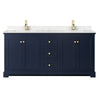 Custom image for Dark Blue with Brushed Gold Trim / Carrara Cultured Marble / No Mirror