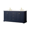 Custom image for Dark Blue with Brushed Gold Trim / Carrara Cultured Marble / No Mirror