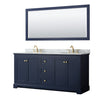 Custom image for Dark Blue with Brushed Gold Trim / White Carrara Marble / 70