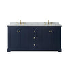 Custom image for Dark Blue with Brushed Gold Trim / White Carrara Marble / No Mirror