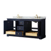 Custom image for Dark Blue with Brushed Gold Trim / White Carrara Marble / No Mirror