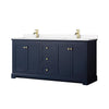 Custom image for Dark Blue with Brushed Gold Trim / White Cultured Marble / No Mirror