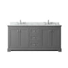 Custom image for Dark Gray with Polished Chrome Trim / White Carrara Marble / No Mirror