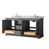 Custom image for Dark Gray with Polished Chrome Trim / White Carrara Marble / No Mirror