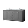 Custom image for Dark Gray with Polished Chrome Trim / White Carrara Marble / No Mirror