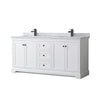 Custom image for White with Matte Black Trim / White Carrara Marble / No Mirror