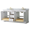 Custom image for White with Brushed Gold Trim / White Carrara Marble / No Mirror