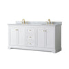 Custom image for White with Brushed Gold Trim / White Carrara Marble / No Mirror